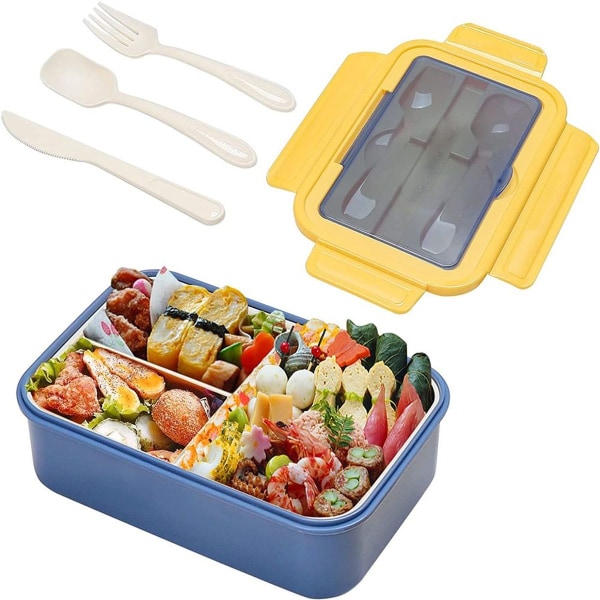 Lunchbox för barn med 3 fack, Bento Box Vuxen 1400 ml Lunchbox för KLB