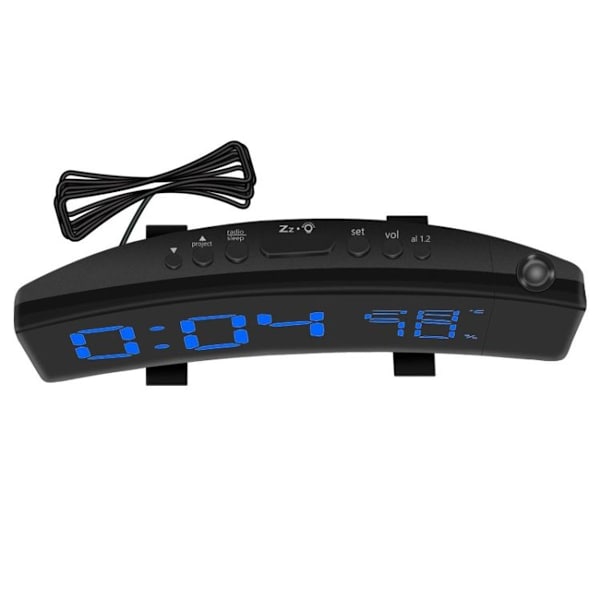 Trefärgad projektor klockradio, USB digital väckarklocka, termometer och hygrometer
