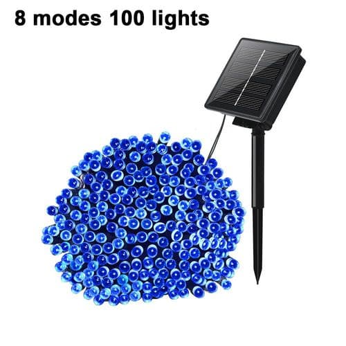 Solcelled havefigurer til udendørs, 11,5M 100 LED varm hvid, 8 tilstande blå