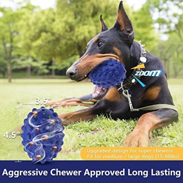 Uopslideligt hundelegetøj, ikke-giftigt naturgummi knirkende hundelegetøj, robust tandbørste til hunde - sjovt at tygge, jage og hente (oksesmag)