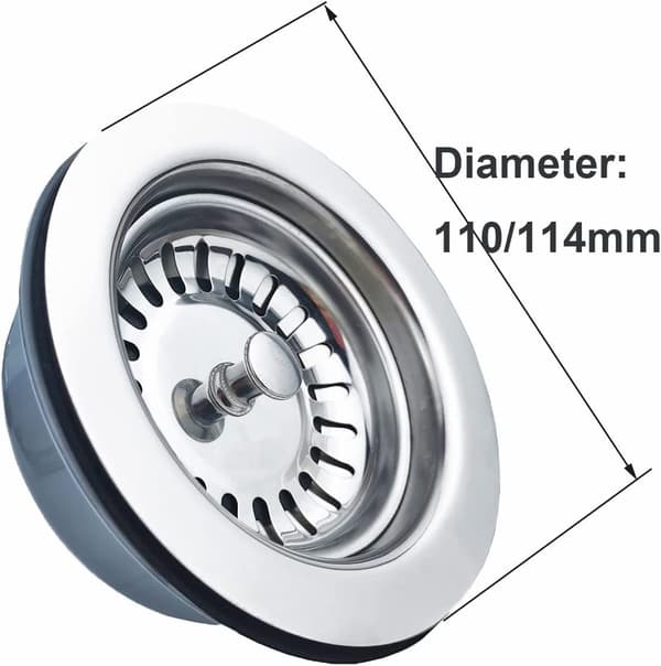 Vaskesluk uden overløb rustfrit stål kurv ø 110 mm 1 \"\",Rustfrit stål + ABS,Afløb + Kurv