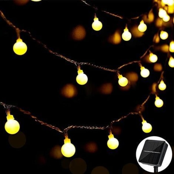 Utendørs solcellelysslynge med 60 LED-er, 11 m, 8 moduser, vanntett solcellelys, hagelys for hage, fest, jul, dekorasjon (varm hvit) BF