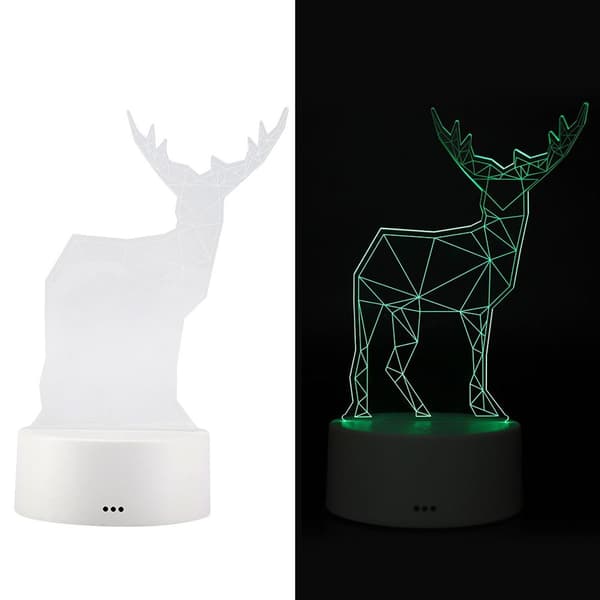 3D Elgmønster Natlys Akryl Panel Lampe Base + USB KLB