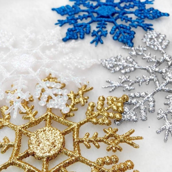 24 kpl:n glitter-lumihiutale joulukoristeet KLB
