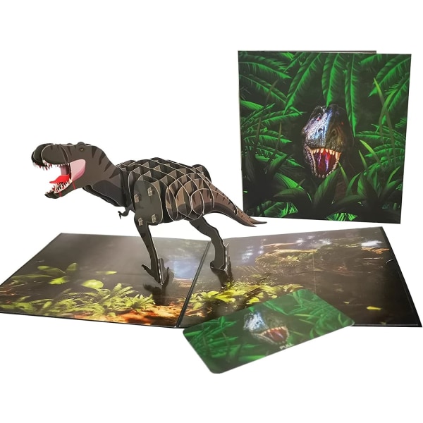 Födelsedagskortpresent till dina föräldrar (Tyrannosaurus), vänner och älskare, 3D-popup-hälsningskort -