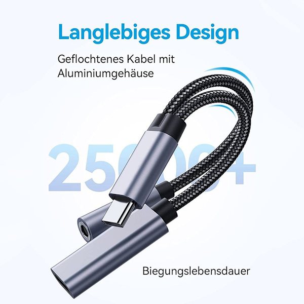 USB C - 3,5 mm:n kuulokeliitäntä- ja laturiadapteri - 2 kuuloketta