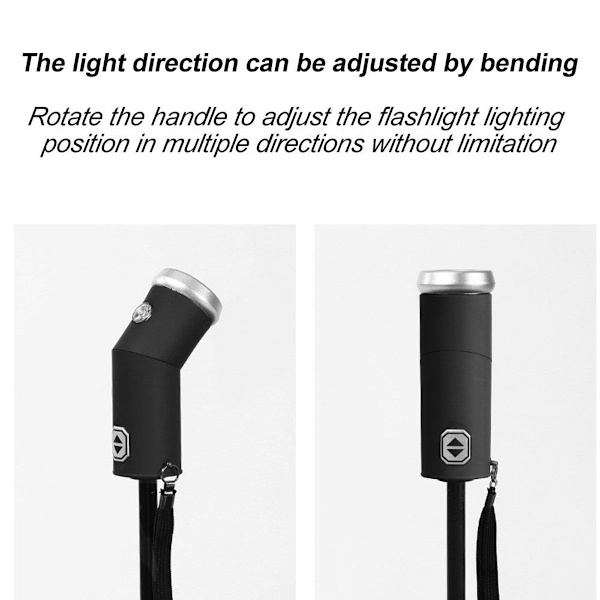 Sammenfoldelig omvendt LED-paraply Kompakt vindafvisende sort KLB