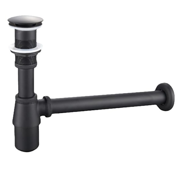Allas Siphon, Keymark Universal Siphon 200mm Dip Tube, 1 1/4x32mm Säädettävä Sifon Anti Odor vuototiivis, Premium Allas Viemäri Seinämalli Musta
