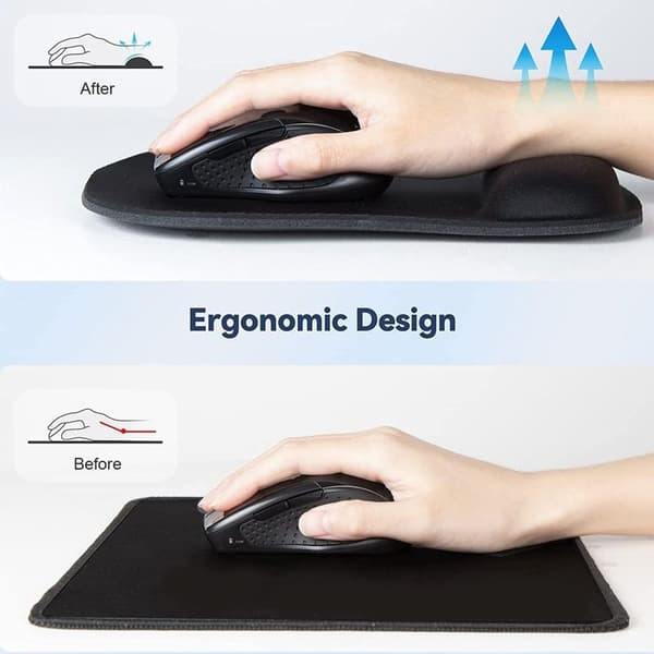 2 stk musematte med håndleddsstøtte Ergonomisk smertelindring Svart
