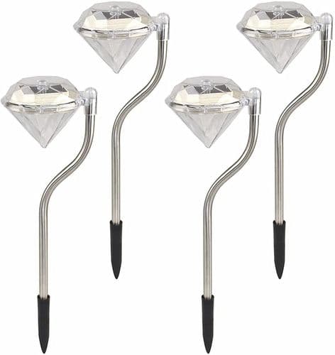 Solcellelampe til udendørs have, 4 x solcelle diamant udendørs havelys