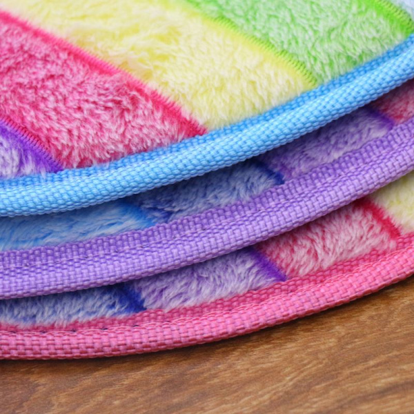 Rosa fransade toalettlockspads Tvättade Badrum Mjukare Tvättad Tyg med Blixtlås Supersoft för Badrum (Regnbågsfärger)