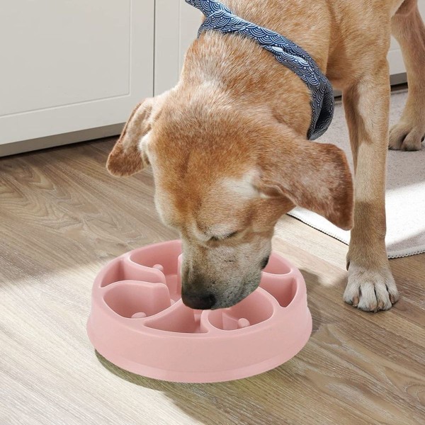 Slow Feeder Dog Bowl, Maze Interactive Dog Puzzle, Fun Pink KLB