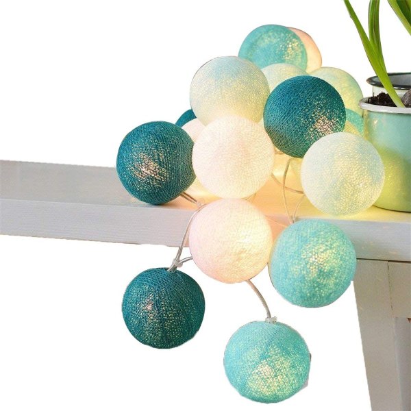Cotton Ball Fairy Lights - 3M 20 LED Ball Fairy Lights Grønn KLB