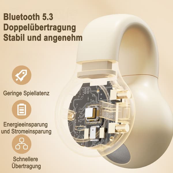 Bluetooth trådløse ørepropper øreklips headset Bone Black