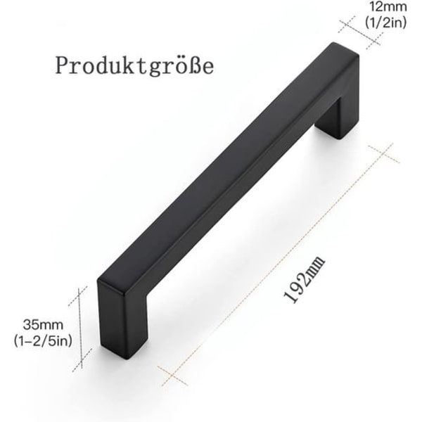 Pakke med 10 møbelgreb, firkantede greb i sort design