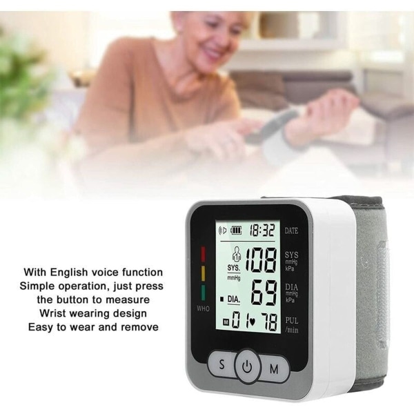 Bärbar digital blodtrycksmätare för handleden, professionell