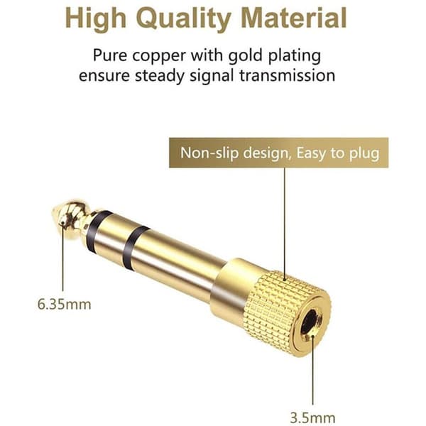 Audio jack adapter 6,35 mm jackstik til 3,5 mm jackstik adapter