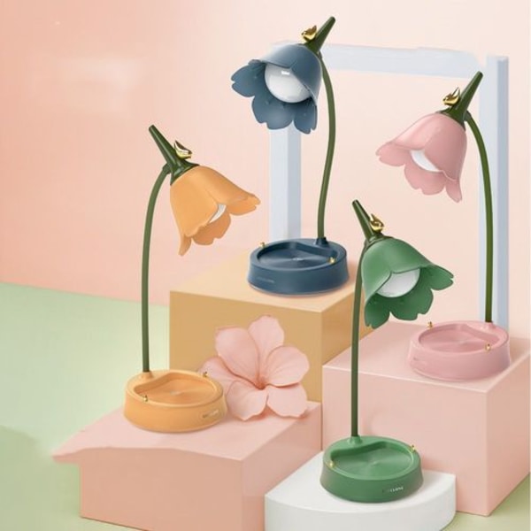 Rosa skrivebordslampe for barn, kreativ oppladbar LED-skrivebordslampe