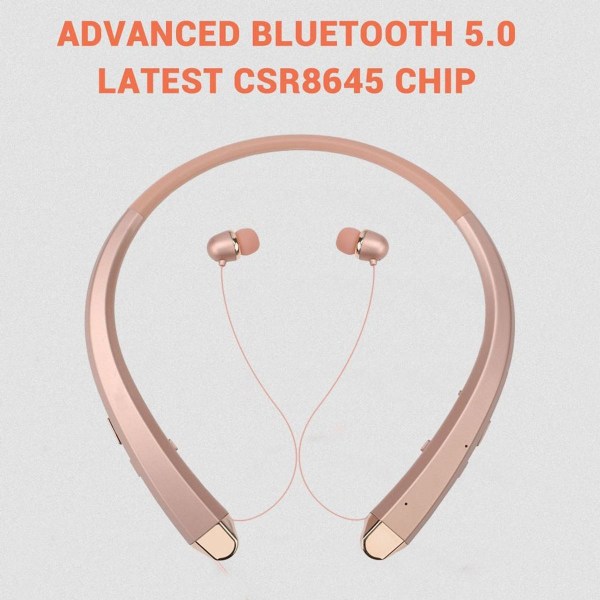 Bluetooth hörlurar, trådlöst halsbandsheadset med guld