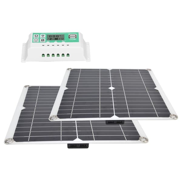2 stk. 15W bærbart solpanel-sæt med 10A solcelleopladning KLB