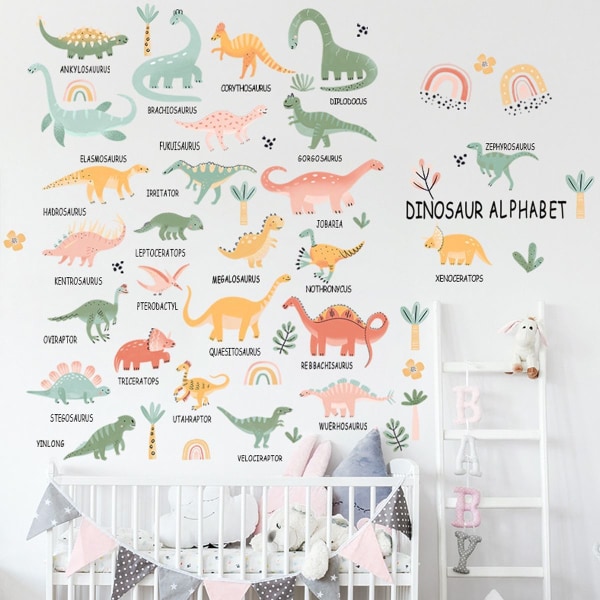 Dinosaur Wall Stickers, Dino Stickers til børn, børnehave, soveværelse, Wo KLB