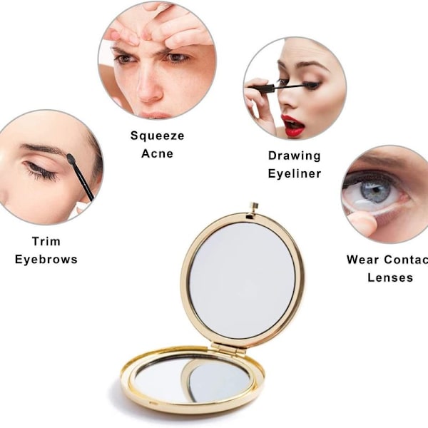Fällbar dubbelsidig mini fickmakeup spegel