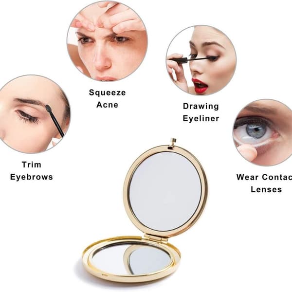 Foldbar Dobbeltsidet Mini Lommespejl til Makeup