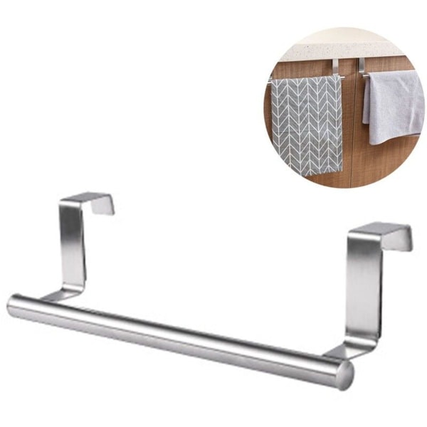 Modern towel holder with hooks for the bathroom and kitchen, towel holder made of brushed wood