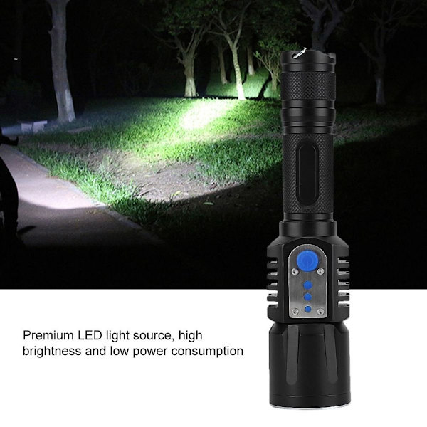USB-laddningsbar utomhus LED-ficklampa, hög ljusstyrka ficklampa KLB