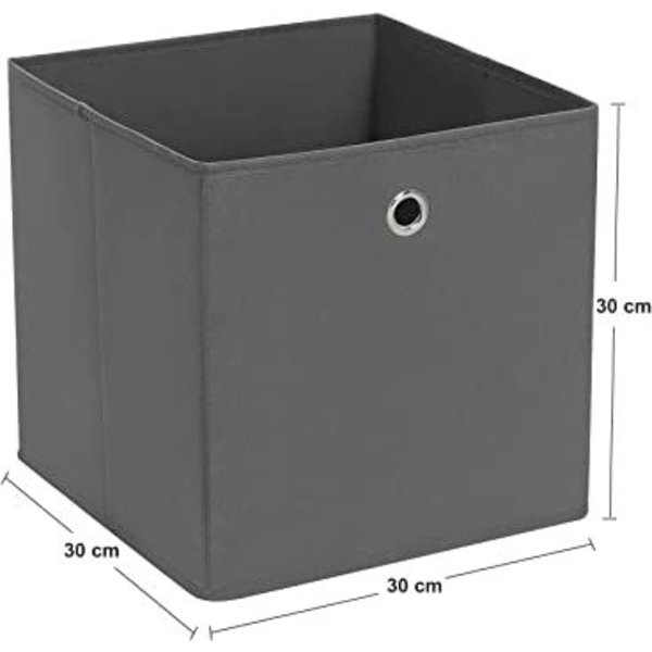 Grå 30x30x30 cm Pakke med 1 sammenklappelige opbevaringskasser i non-woven stof til legetøj og tøj