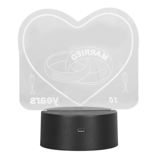 Romantisk hjerteformet 3D-lys 7 farger berøringsbryter USB KLB