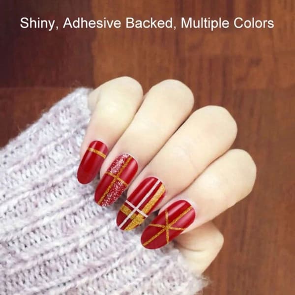 3 sæt selvklæbende, blanke, malede manicure-dekorative spiraler - mat, 1 mm,