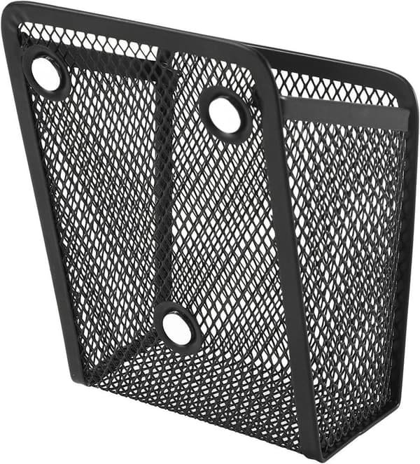 Magnetisk Penneholder med 2 Rum, Mesh Rustfrit Stål, Rektangulær Penneholder, Pakke med 2