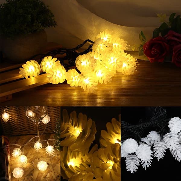 6,5 m solcelledrevne, vanntette lys med 30 LED-konglestil KLB