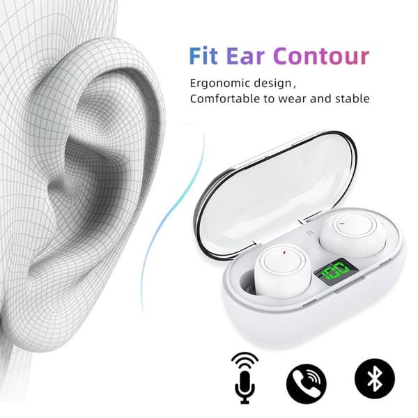 Trådlösa Bluetooth-hörlurar, Bluetooth 5.3 in-ear vita