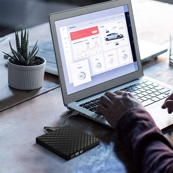 Ulkoinen DVD-asema USB 3.0 -liitännällä, tyyppi-C-liitännällä, kannettava Plug & Play KLB
