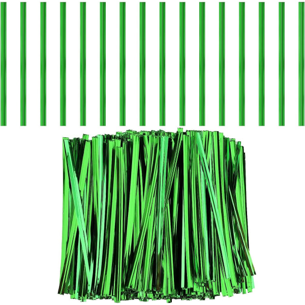 800 st 10cm Metal Twist Slips, (Grön) för Kaffepåsar Godispåsar Konfektyrpåsar Tårtor Festmaterial Twist Slipsar, Juldekorationer