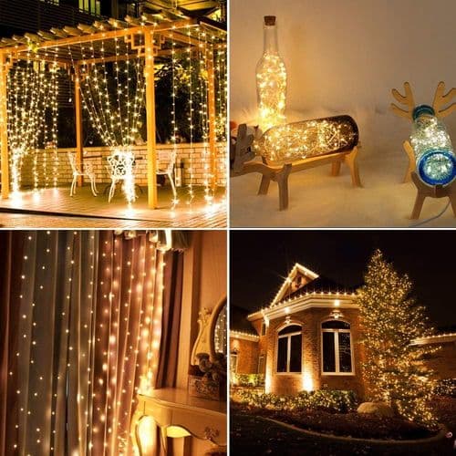 Solcellslingor utomhus vattentäta, 2-pack, 200 LED vardera, solcellsdrivna