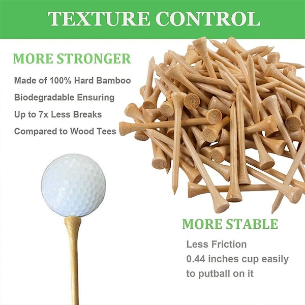 Golftee-set i bambu, 120 stycken, träfärg, 70 mm