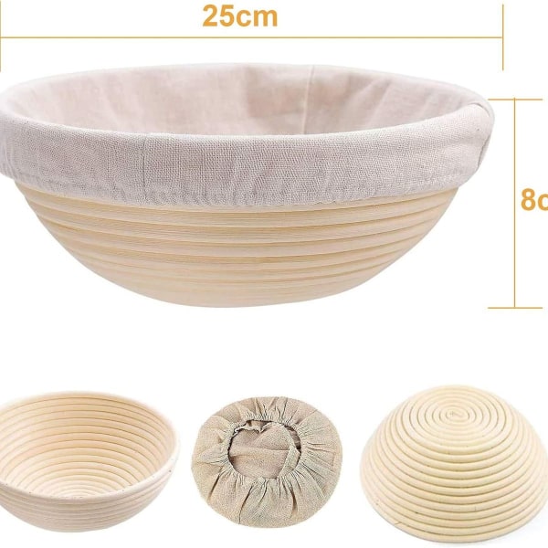 Rund jäsningskorg, ø 25 cm, höjd 8,5 cm jäsningskorg set