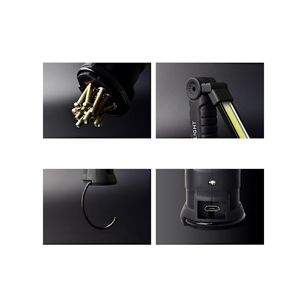 LED-lommelykt arbeidslys, COB LED bærbar lommelykt med magnetisk base 5 lysmoduser USB campinglampe for garasje, camping, nødsituasjon, etc KLB
