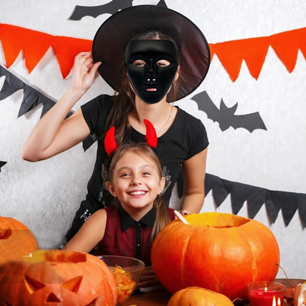 Halloween Kostume Fancy Dress Masker til Voksne Børn Fuld Ansigt Anonym Gade Dans Spøgelse Trin Cosplay Fest Maske(Sort)