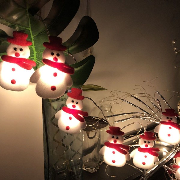 Jul LED String Lights, 10 LED Plysch Snowman String Lights KLB