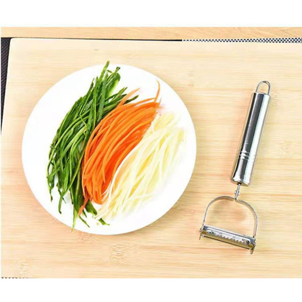 Vegetabilsk og frugtskralle - Multifunktionel rustfri stålskræller, fødevaregodkendt hængende rivejern, opvaskemaskine sikker,-
