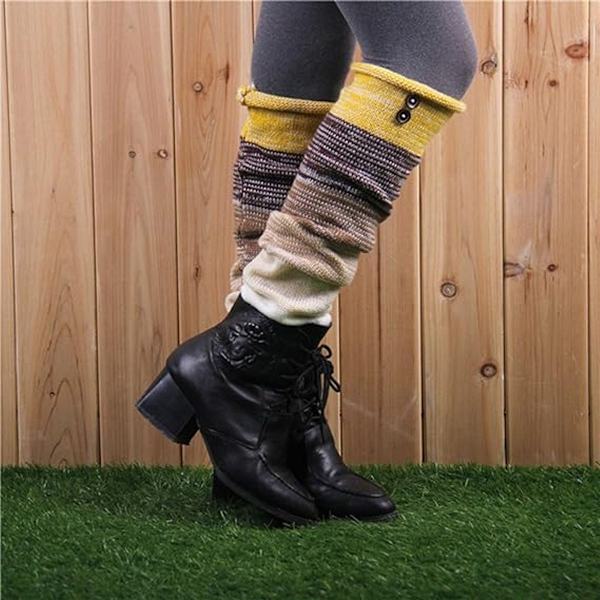 Naisten muodikkaat talviset leggings-saappaat pitkät jalkalämmittimet neulotut keltaiset KLB