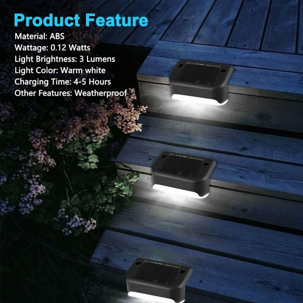 4-pack solcellslampor för utomhusbruk, LED-solcellslampor för trappsteg,