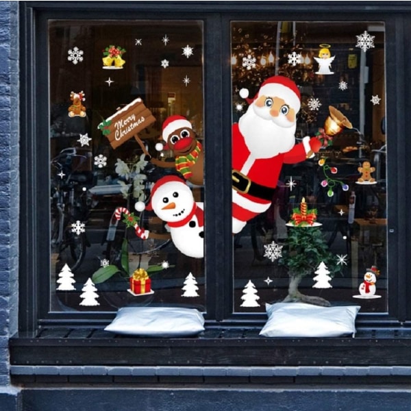 8 stykker julevindusklistremerker, søt reinsdyrjulepynt, avtagbare statiske klamrer, julenissen klamrer seg, egnet for hjemmet/butikken