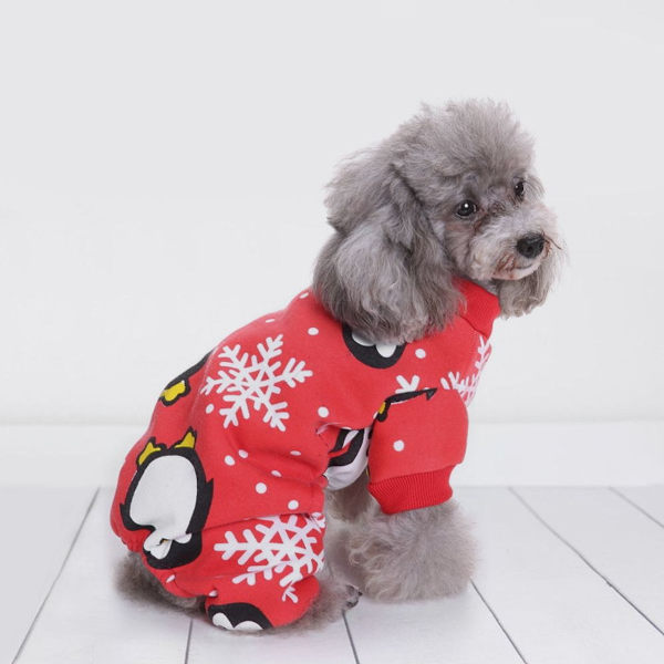 Xmas Hvalpe Fleece Pyjamas - Vintertrøje til kæledyr - S KLB