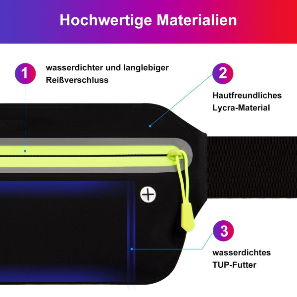 Løpebelte for mobiltelefon, vanntett sportsbelte, ultralett midjeveske