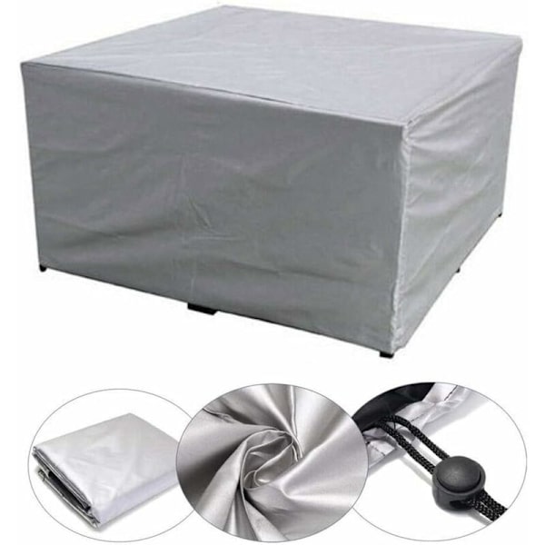 Rektangulärt skyddande överdrag för trädgårdsmöbler, vattentätt och anti-UV, för utomhus, trädgård, terrass, exteriör 205 × 104 × 71cm Silver KLB